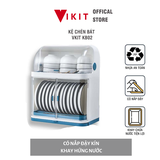 Kệ úp bát chén nhựa có nắp đậy có giá để bát đĩa VKIT KB02
