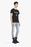 Balmain Black cotton T-shirt with silver Balmain Paris logo