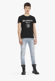 Balmain Black cotton T-shirt with silver Balmain Paris logo
