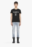Balmain Black cotton T-shirt with silver Balmain Paris logo
