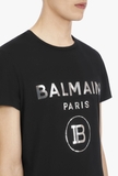 Balmain Black cotton T-shirt with silver Balmain Paris logo