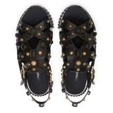 Dép Da D&G Đính Đá 'Black Gold'
