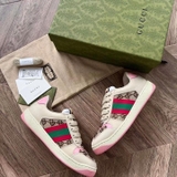 Giày Gucci Women’s Screener Sneaker With Crytals 'Hồng Baby'