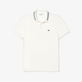 Lacoste Polo Striped Accents Cotton Pique White Green (form Âu)