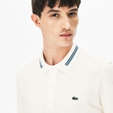 Lacoste Polo Striped Accents Cotton Pique White Green (form Âu)