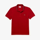 Lacoste Polo Striped Accents Cotton Pique Bordeaux (form Âu)