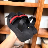 Dép thời trang đế cao 6-9cm chống trơn trượt và quai  đen kẻ viền Gucci