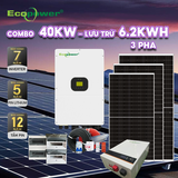 Hệ thống điện mặt trời hòa lưới 3 pha 40KW có lưu trữ 6.2KWH tự lắp