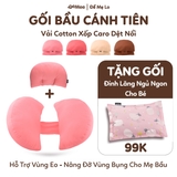 Combo Gối Bầu & Gối Phụ Cánh Tiên Cao Cấp Màu Hồng Pastel