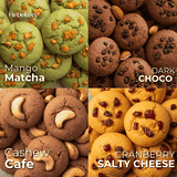 Combo 4 Hũ Cookies Hạnh Nhân Nguyên Cám HeBekery 3 Vị Dark Choco, Mango Matcha, Cà Phê Điều, Cranberry Cheese