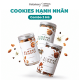 Combo 3 Hũ Cookies Nguyên Cám Hạnh Nhân Hebekery 250gr Vị Dark Choco