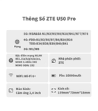 ZTE U50 Pro / ZTE MU5120 | Bộ Phát Wifi Di Động 5G Wifi 6 Tốc Độ 3600Mbps, Pin 10.000mAh, Hỗ Trợ 64 Kết Nối Đồng Thời | Bảo Hành 12 Tháng 1 Đổi 1