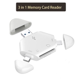 Đầu đọc thẻ nhớ tam giác 3 in 1 dùng cho điện thoại , máy tính ( Lightning, Type C, USB)