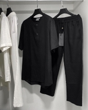 LINEN SET /TOP (black / navy)