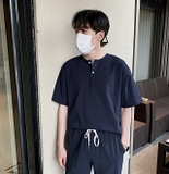 LINEN SET /BOTTOM (black / navy)