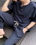 LINEN SET /BOTTOM (black / navy)