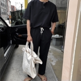 LINEN SET /BOTTOM (black / navy)