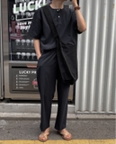 LINEN SET /BOTTOM (black / navy)