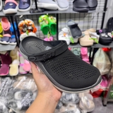 Clog LR- Đen Xám Đế Trắng Bóp Eo