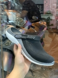 Clog LR- Đen Xám Đế Trắng Bóp Eo