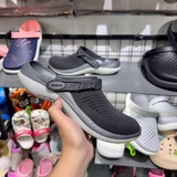 Clog LR- Đen Xám Đế Trắng Bóp Eo