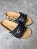 Dép Da Ohita Luk - Black Đen Khoá Vàng