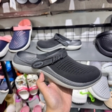 Clog LR- Đen Xám Đế Trắng Bóp Eo