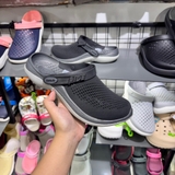 Clog LR- Đen Xám Đế Trắng Bóp Eo
