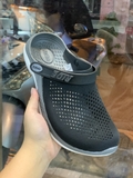 Clog LR- Đen Xám Đế Trắng Bóp Eo