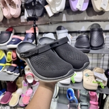 Clog LR- Đen Xám Đế Trắng Bóp Eo