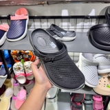 Clog LR- Đen Xám Đế Trắng Bóp Eo