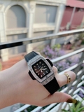đồng hồ Hublot vuông viền đá dây đen