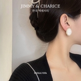 khuyên bầu dục đá trắng viền vàng