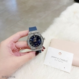 đồng hồ hublot xanh navy viền bạc đá vuông
