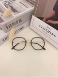 kính đa giác gọng kim loại đen viền vàng