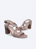 SALSA-SD07 Sandal da thật quai chéo gót trụ 8cm