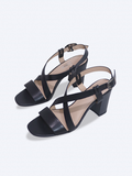 SALSA-SD07 Sandal da thật quai chéo gót trụ 8cm