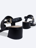 SALSA-SD04 Giày sandal nữ quai ngang da thật gót trụ 4.5cm