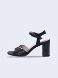 SALSA-SD03 Giày Sandal nữ da thật quai chéo gót trụ 7cm