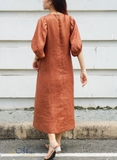 MaxMessi - Đầm linen tưng cao cấp tay bồng VOCADO