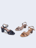 SALSA-SD03 Giày Sandal nữ da thật quai chéo gót trụ 7cm
