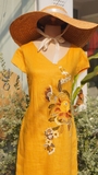 Đầm linen cổ tim thêu tay CALISTA MaxMessi Premium Collection