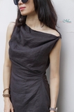 Đầm linen xếp vai trễ Maryl