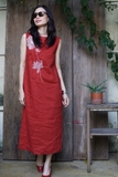 Đầm linen thêu hoa kim tuyến VICTORIA MaxMessi