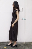 Đầm linen xếp vai trễ Maryl