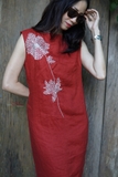 Đầm linen thêu hoa kim tuyến VICTORIA MaxMessi