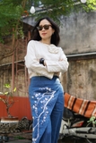 Áo nữ linen MaxMessi tay dài đính hoa MUSE