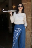 Áo nữ linen MaxMessi tay dài đính hoa MUSE