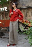 Áo linen thêu tay cổ tim Thêu chim quả TRAVIS