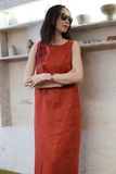 Đầm linen thêu hoa kim tuyến VICTORIA MaxMessi